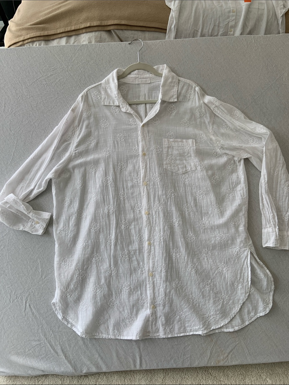 CP Shades White Embroidered Casual Button-Down Shirt